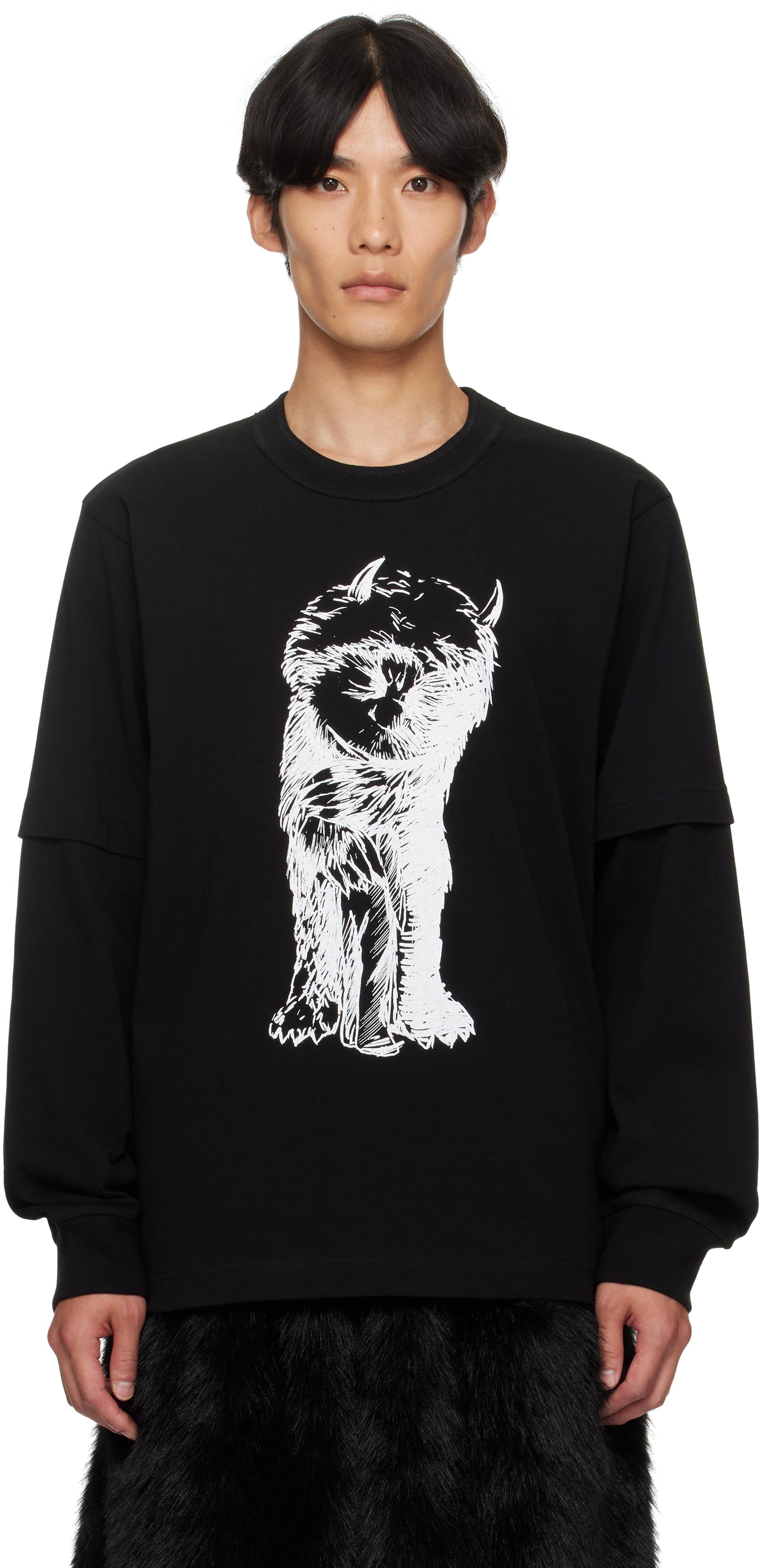 Sacai 'Where The Wild Things Are' Cotton T-Shirt in Black for Men