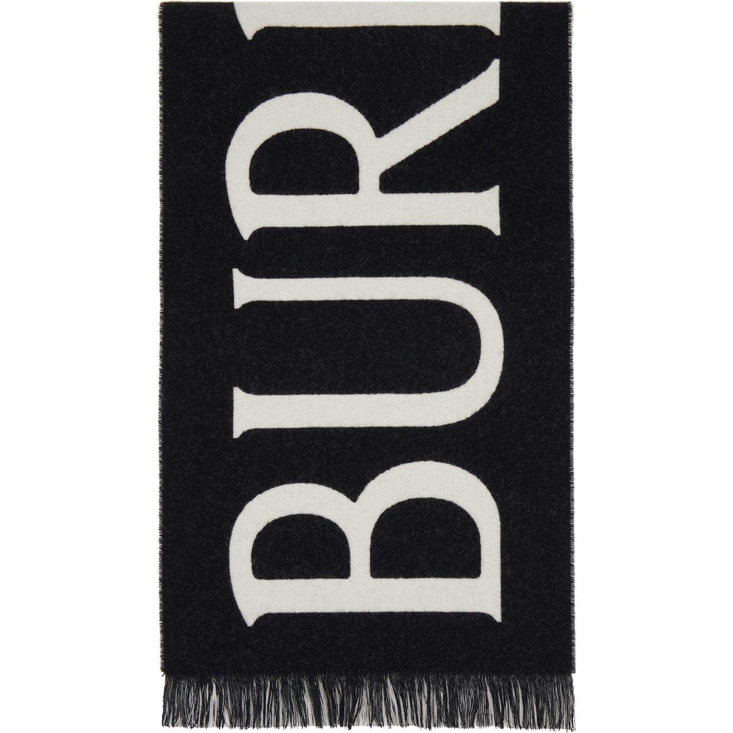Burberry ブラック ロゴ ウール マフラー ブラック | Lyst