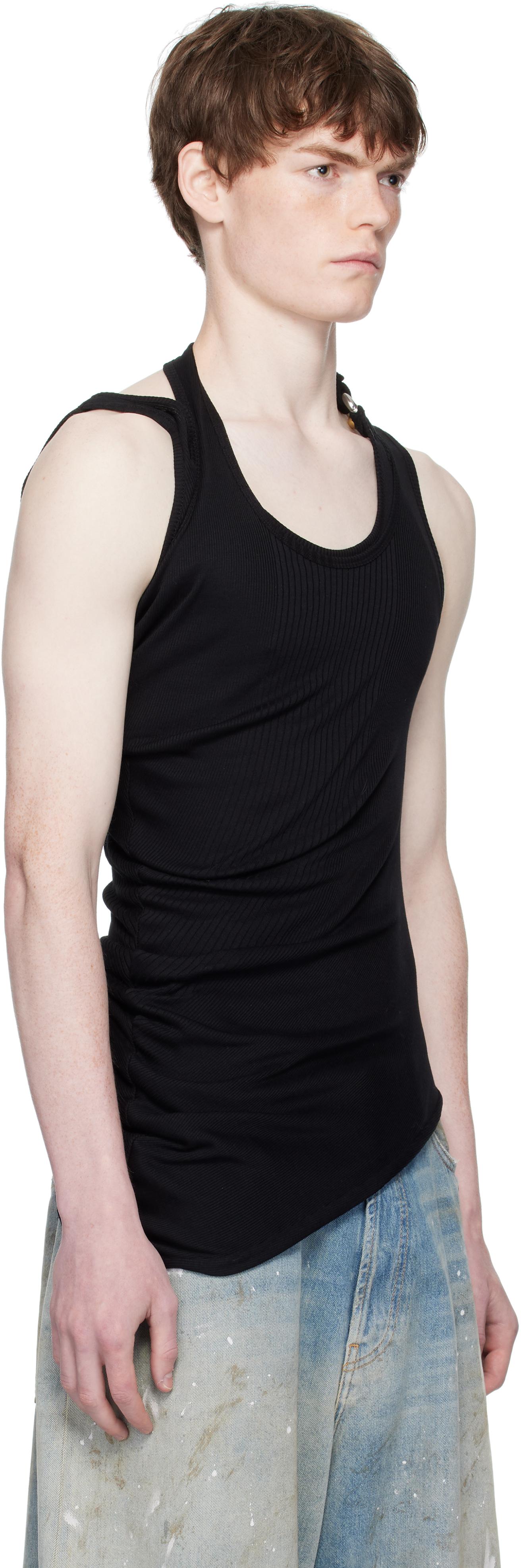 Jean Paul Gaultier ブラック タンクトップ Jean Paul Gaultier Twisted Double Layered Tank Top in Black for