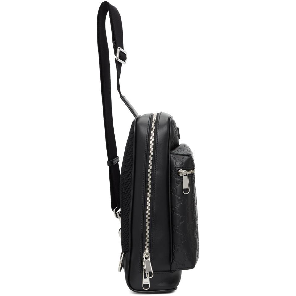 Backpack with tonal Double G in black leather