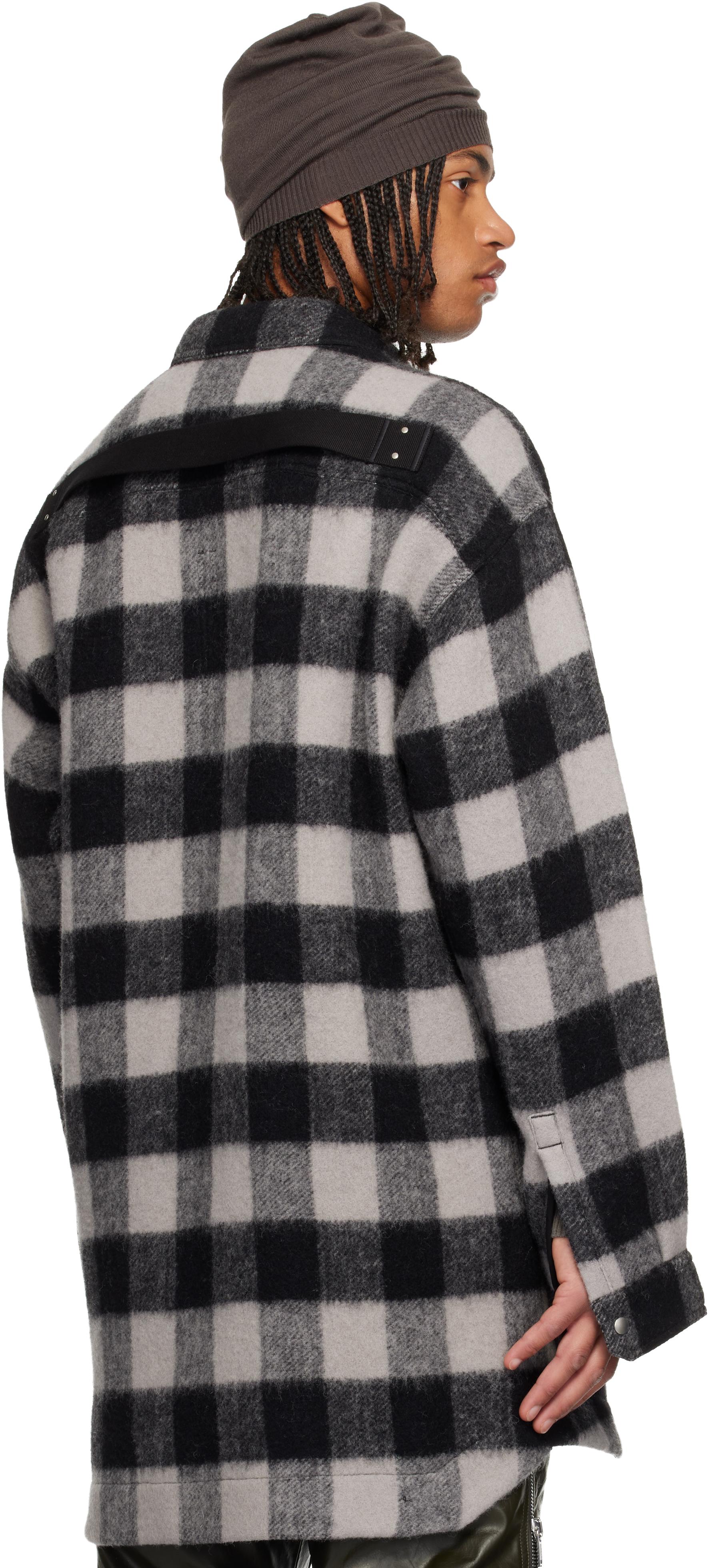 Rick Owens OUTERSHIRT BLACK PLAID 48