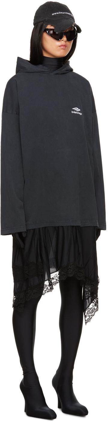 Balenciaga レディース ブラック フード ミディアムワンピース ワンピース 