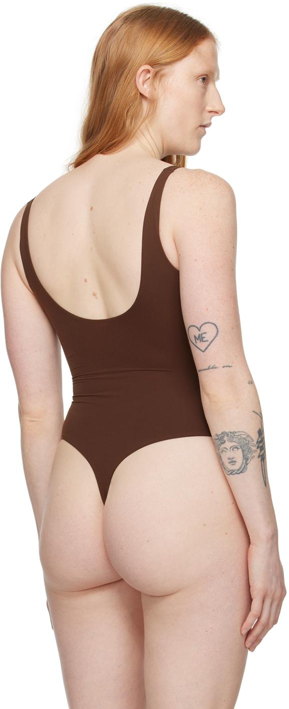 SKIMS: Brown Fits Everybody Square Neck Bodysuit