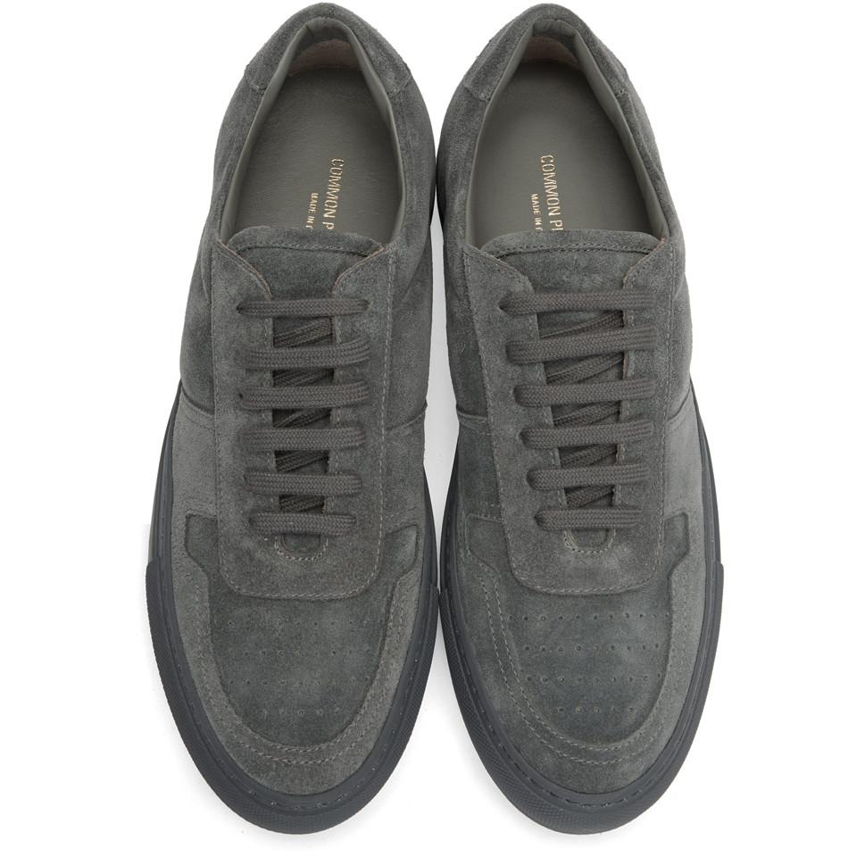Common Projects Grey Suede Bball Low Sneakers in Gray for Men | Lyst