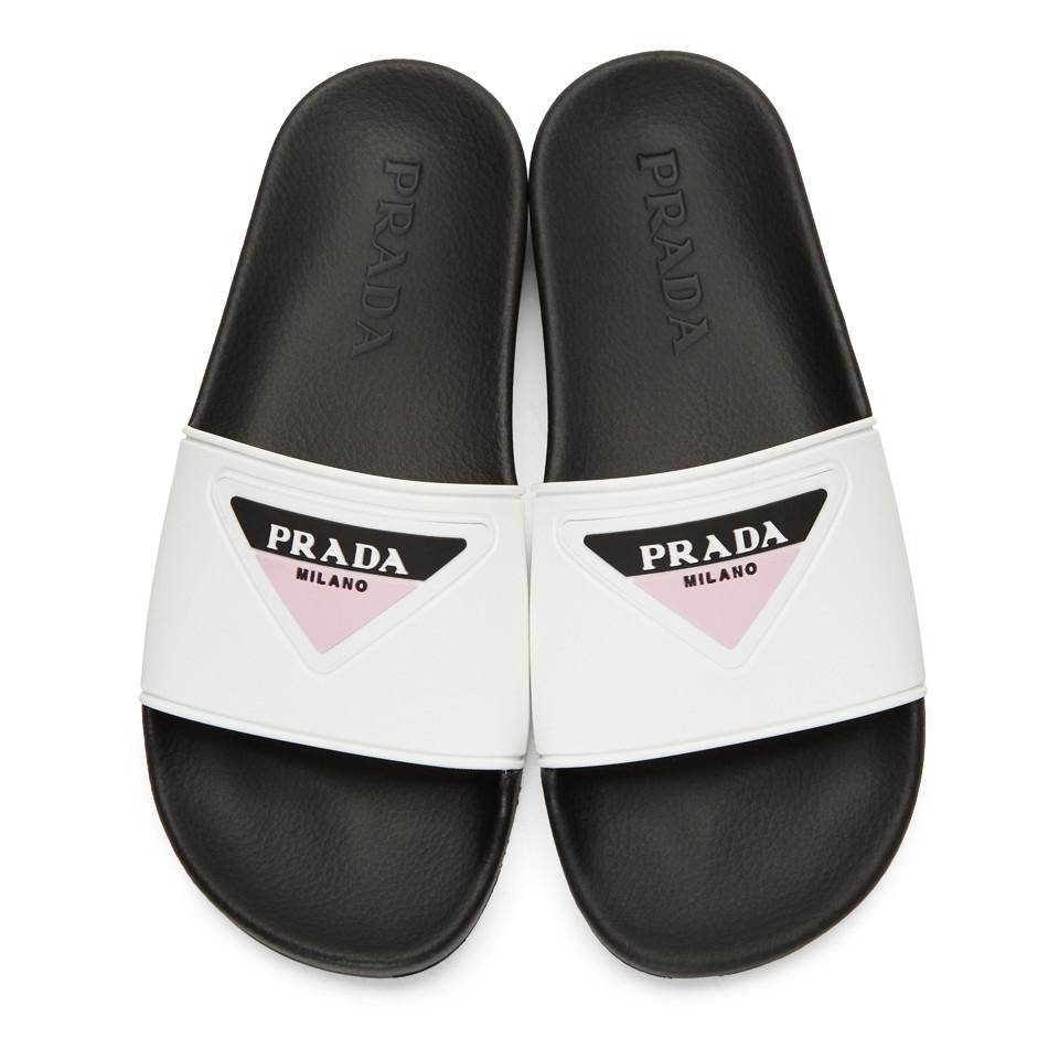 Prada White Rubber Pool Slides | Lyst