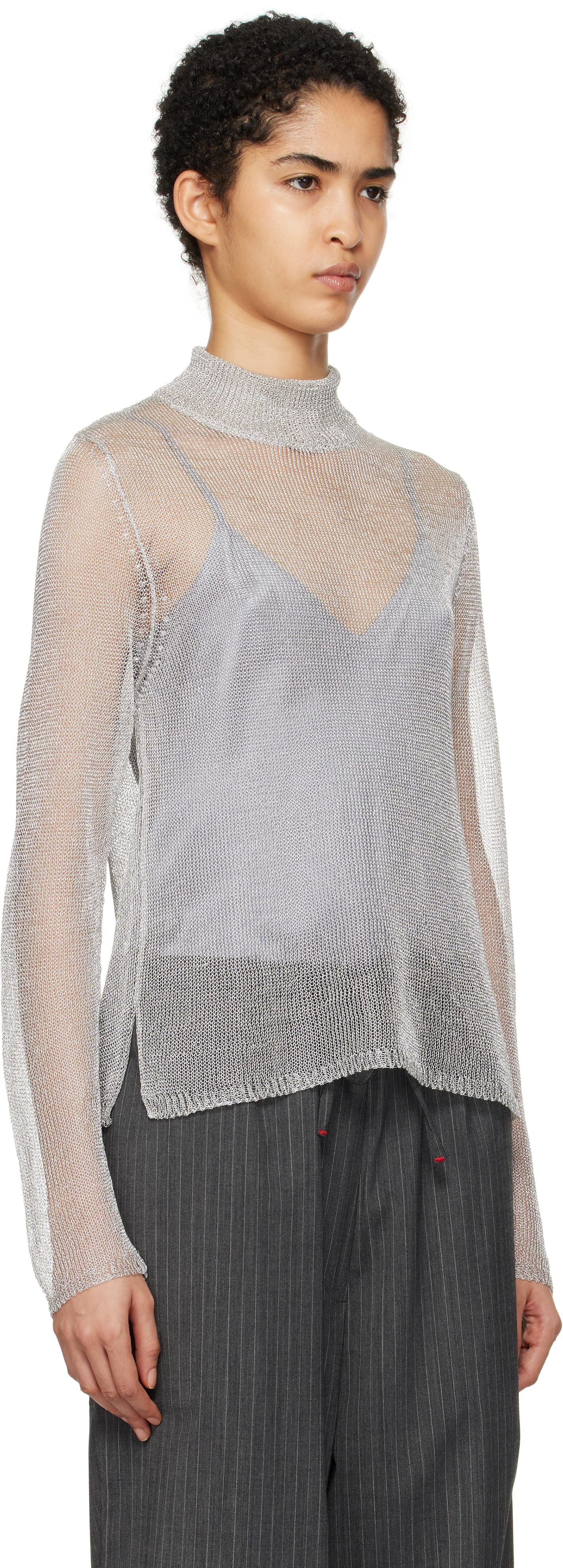 sheer mesh turtleneck