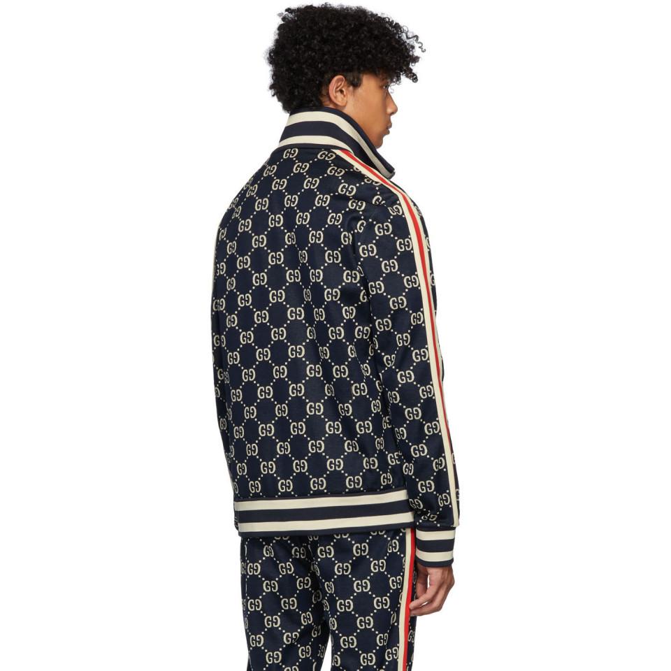 Gucci GG Jacquard Cotton Jacket in Blue/White (Blue) for Men - Save 31% |  Lyst