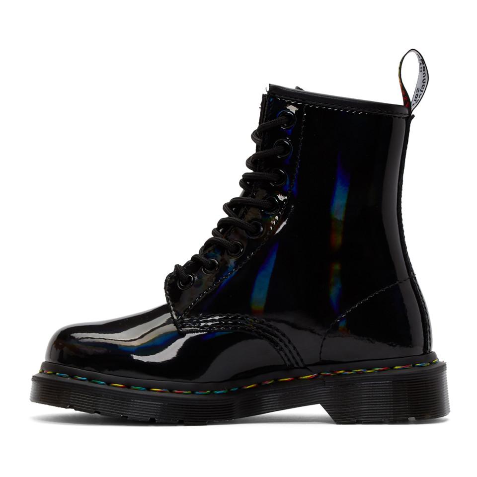 Dr. Martens Leather Black Iridescent Rainbow 1460 Boots | Lyst