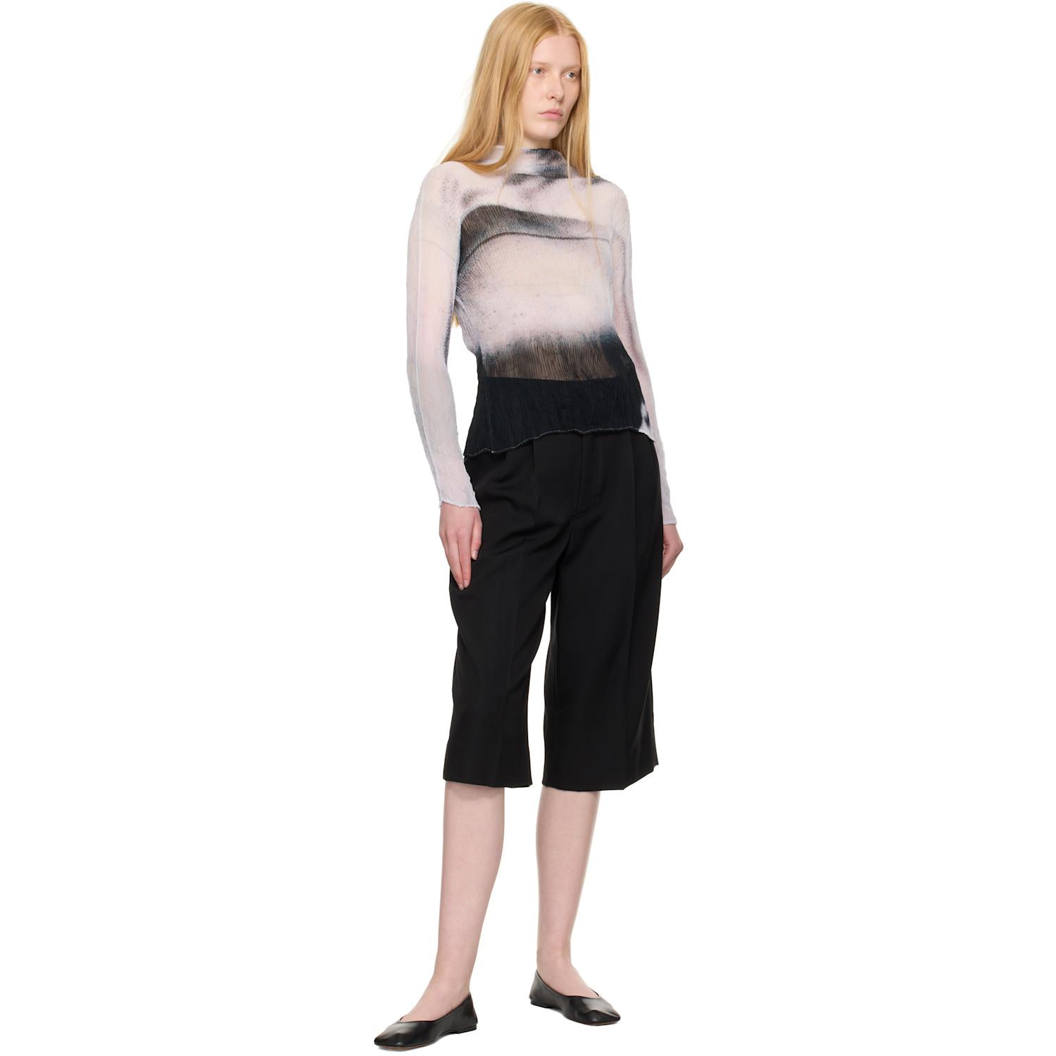 Issey Miyake Shadow Study Pleats Chiffon Twist Turtleneck in Black