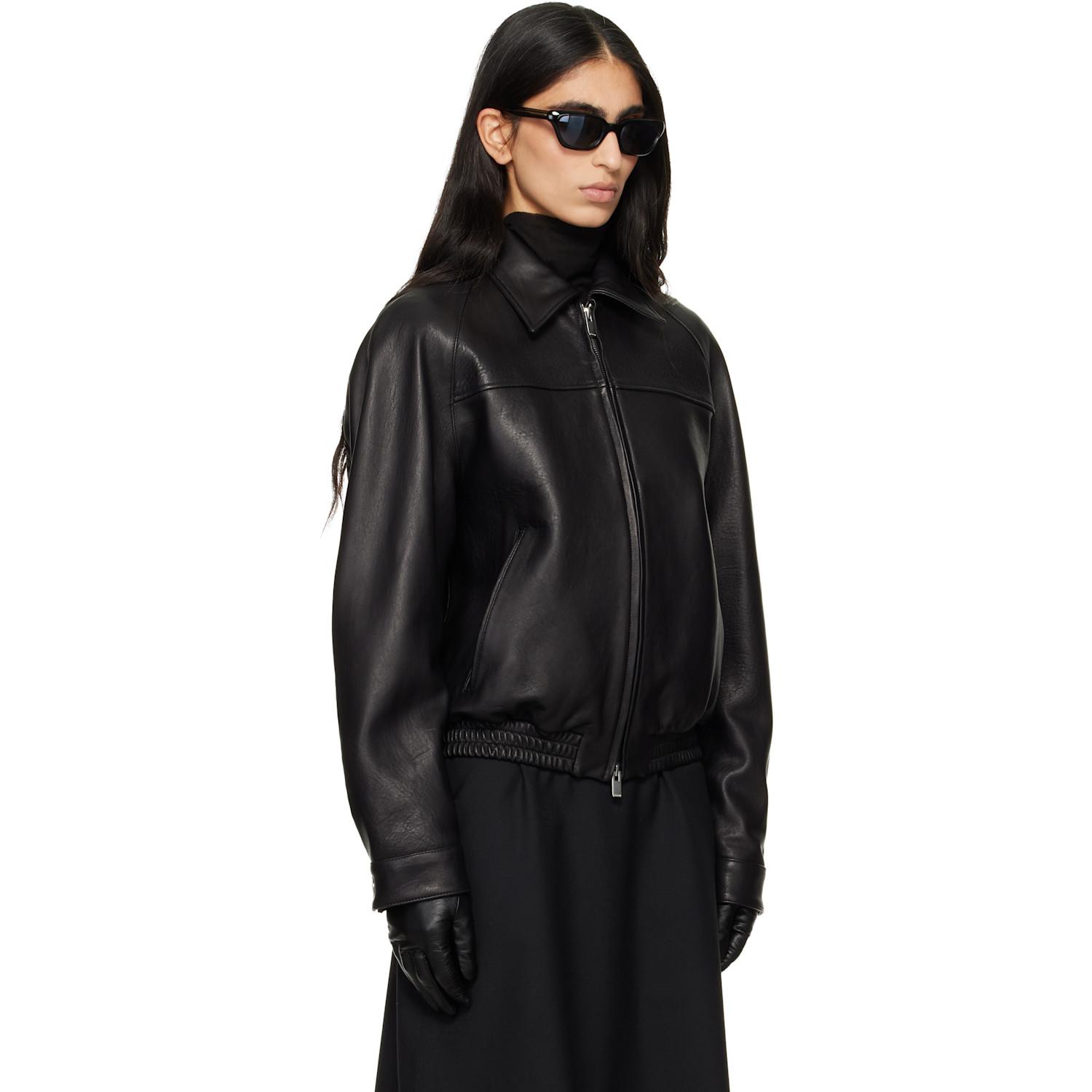 Tonywack Vintage Lamb Leather Bomber Jacket in Black | Lyst