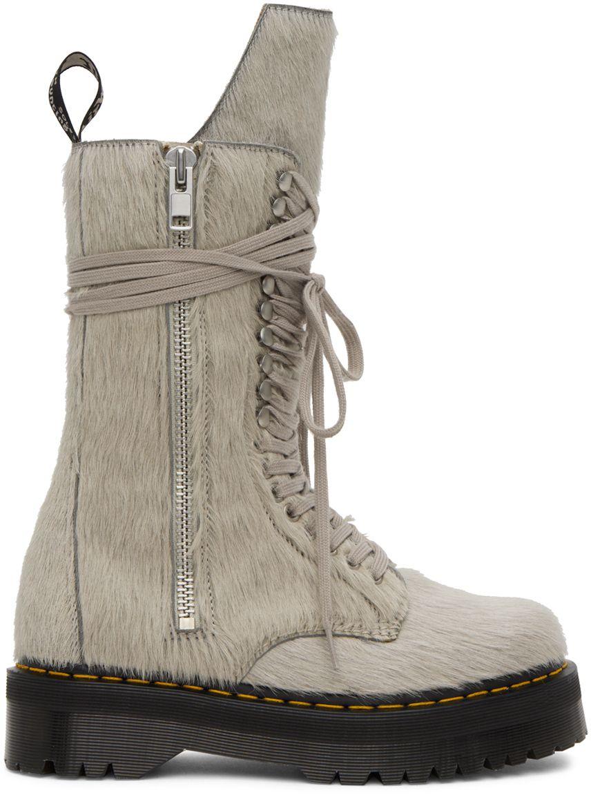 Rick Owens Rubber Off-white Dr. Martens Edition Pony Hair Boots in 08 ...