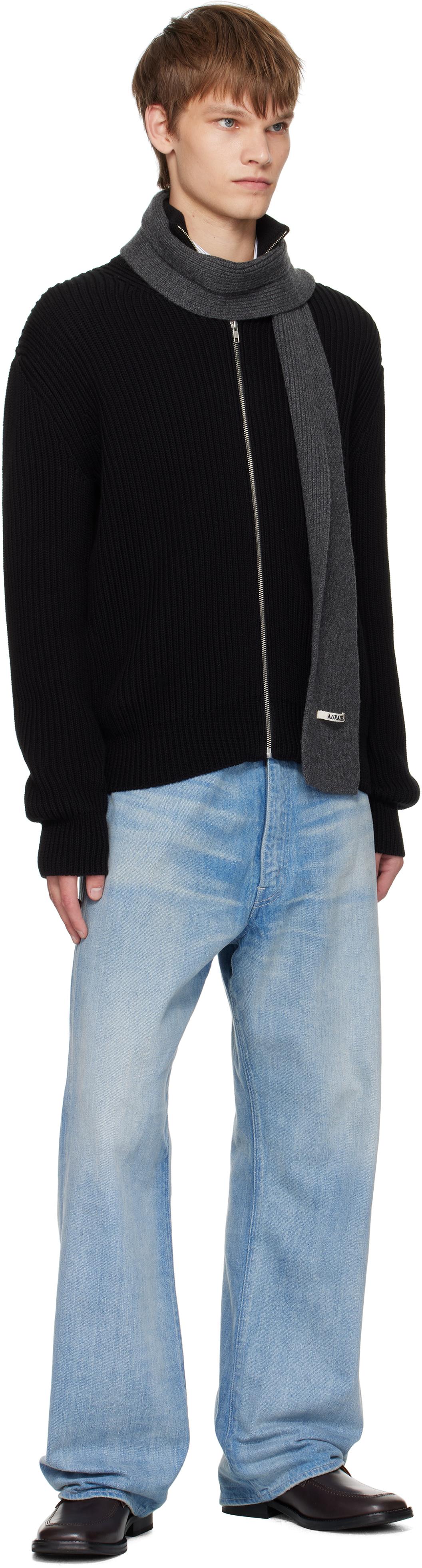 AURALEE Light Cashmere Knit Stole in Black | Lyst