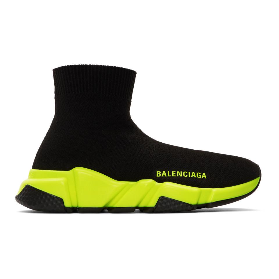 Balenciaga Black And Yellow Speed Sneakers | Lyst