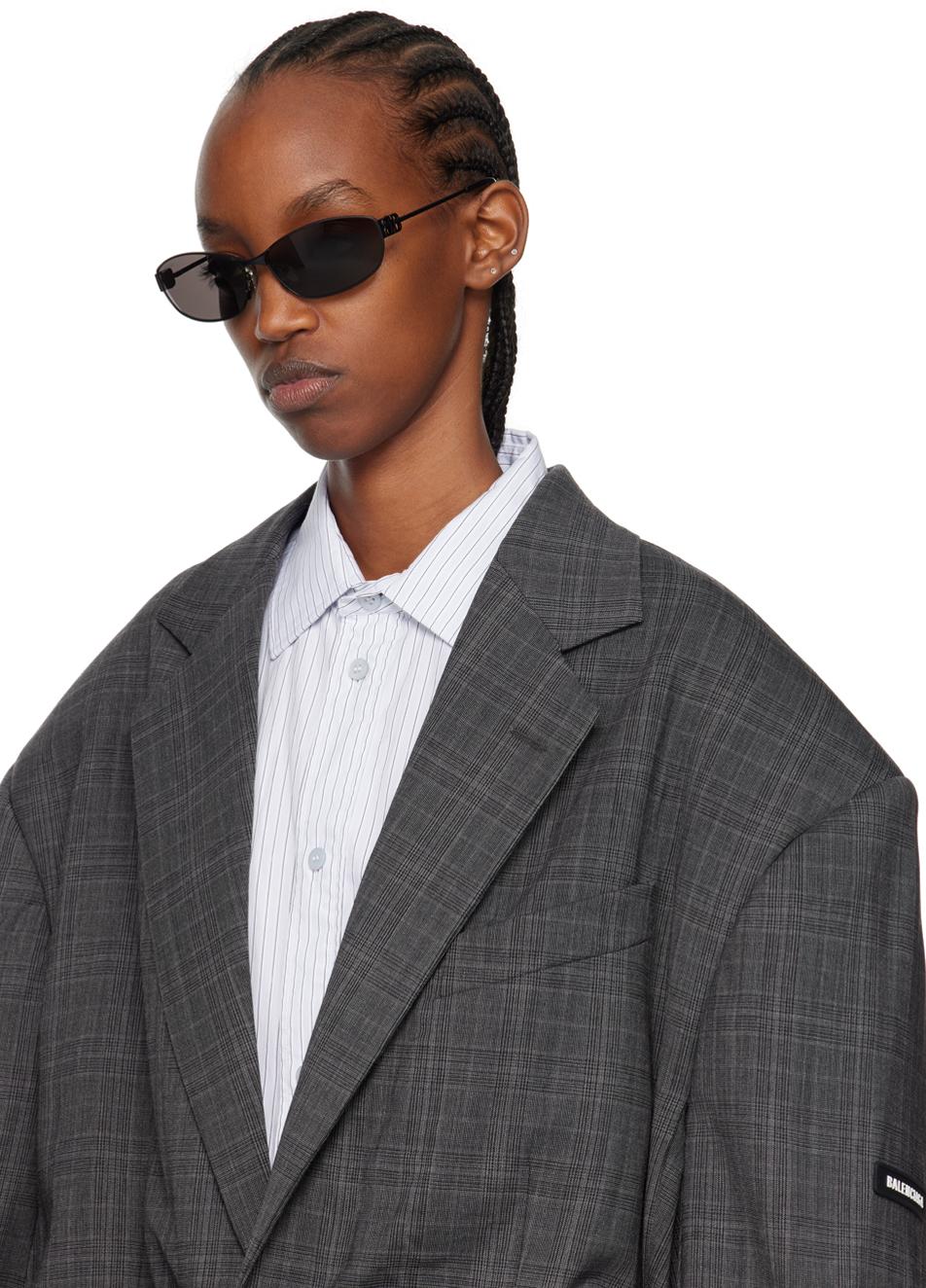 Balenciaga black thin rectangular best sale sunglasses