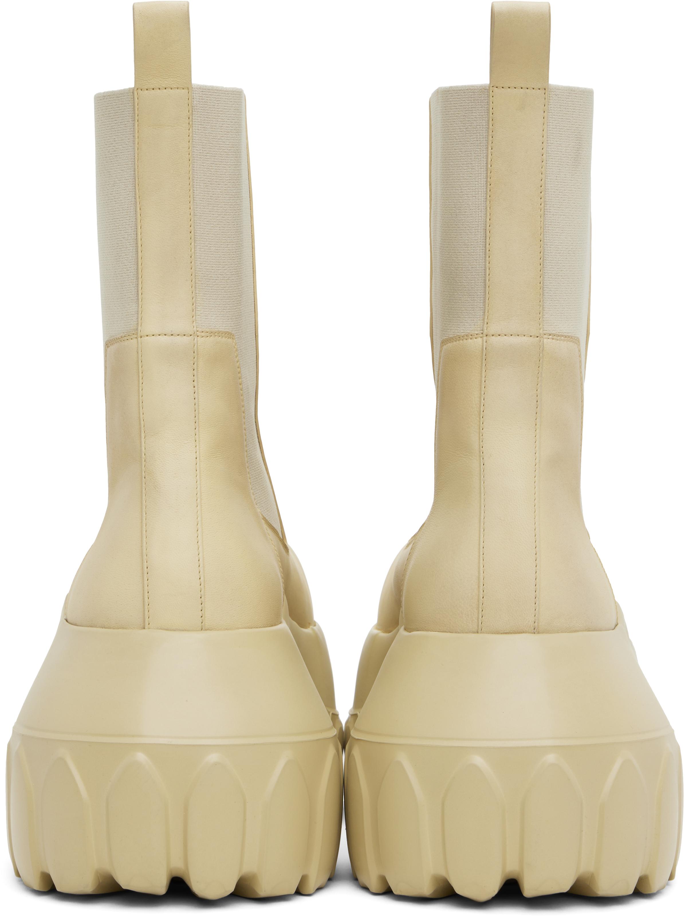 【Rick Owens】Hollywood Beatle Mega Tractor Boot Beige Hollywood Beatle Mega Tractor Chelsea Boots by Rick