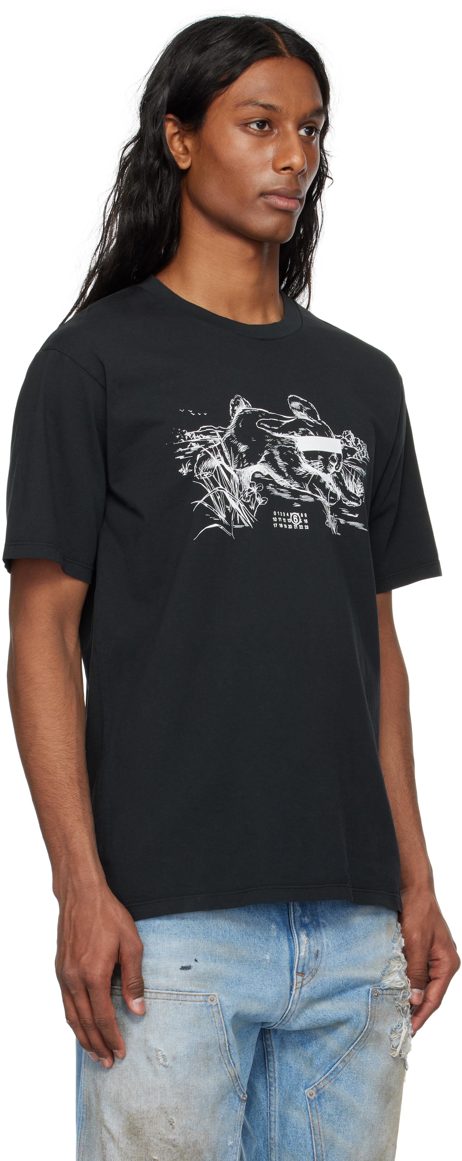 MM6 by Maison Margiela 'Suis Le Lapin Blanc' T-Shirt in Black for