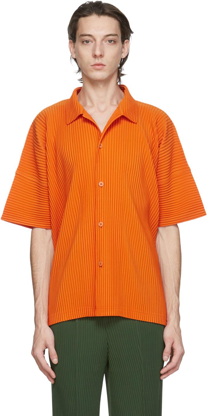 Homme Plissé Issey Miyake Orange Mc July Short Sleeve Shirt for Men | Lyst