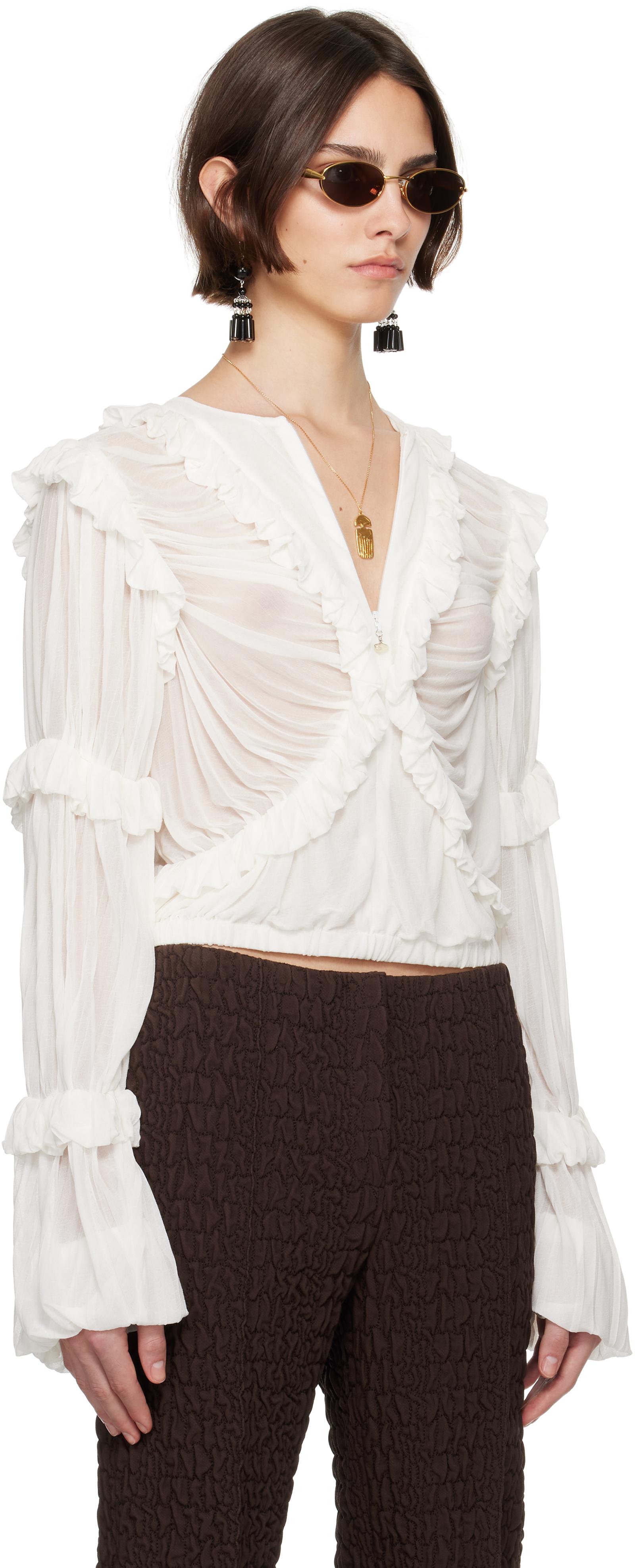 Ruffle-Front Blouse: Women's Designer Tops | Tory Burch