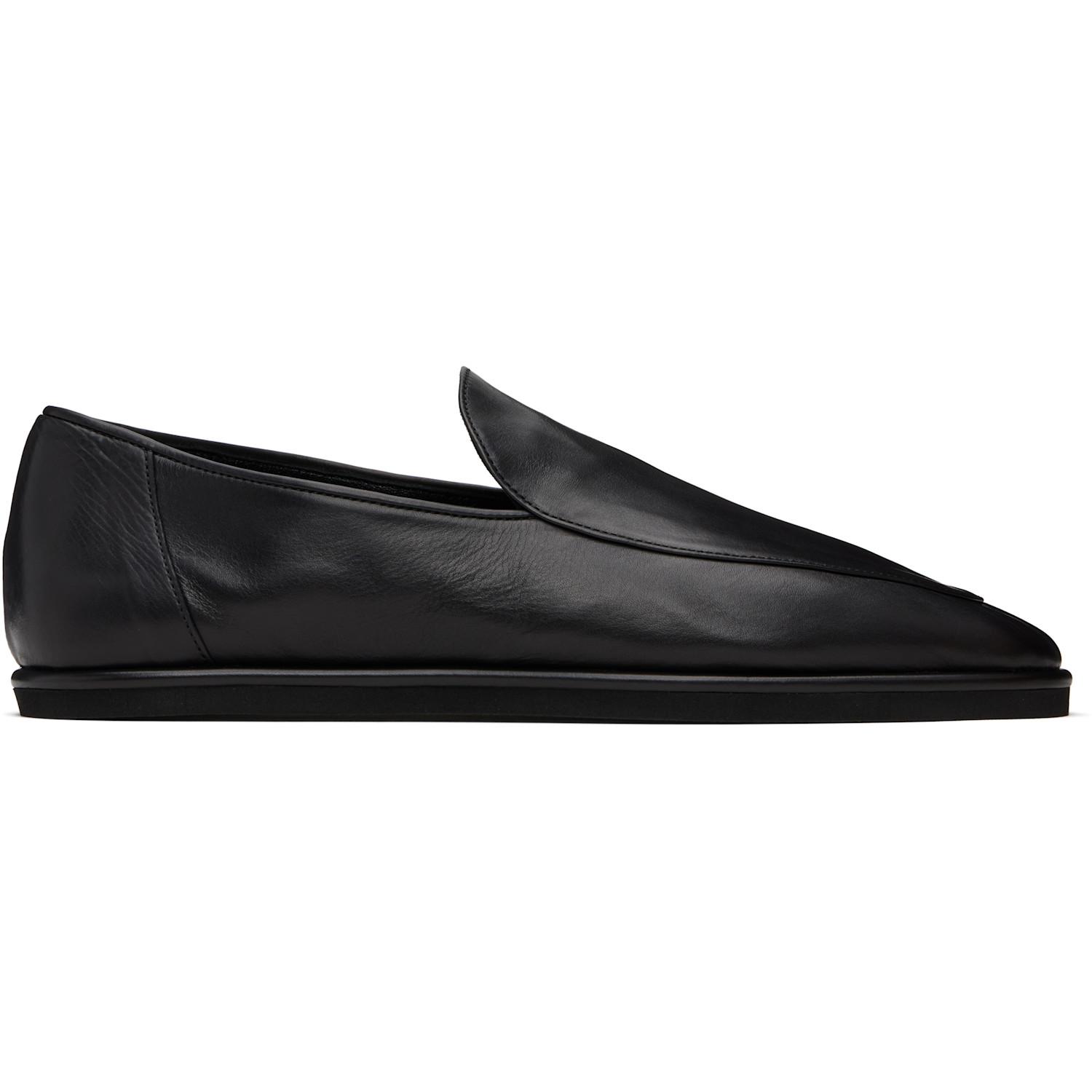 AURALEE Soft Leather Loafers in Black | Lyst