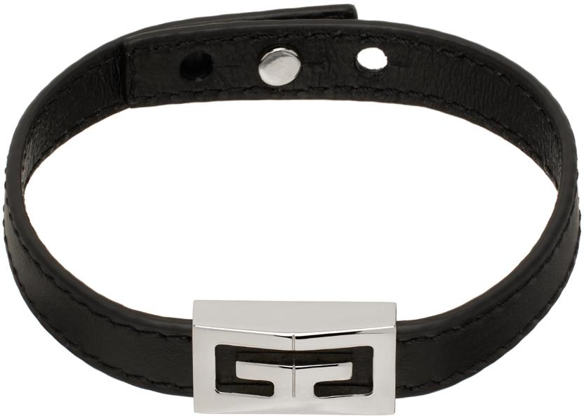 Givenchy メンズ ブラック 2g レザーブレスレット ブレスレット