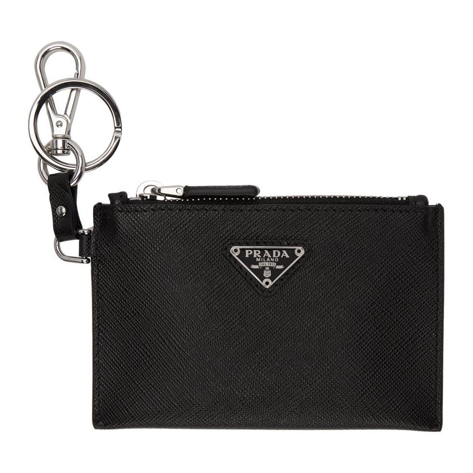Prada Black Saffiano Travel Pouch Keychain in Black for Men Lyst