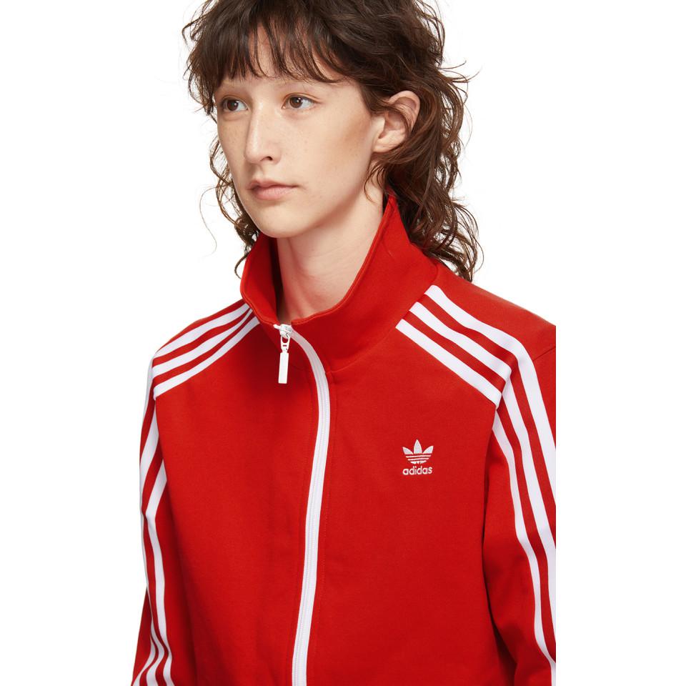 adidas cropped track jacket red