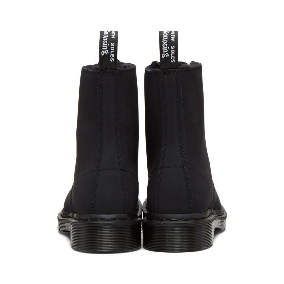 black fur lined dr martens