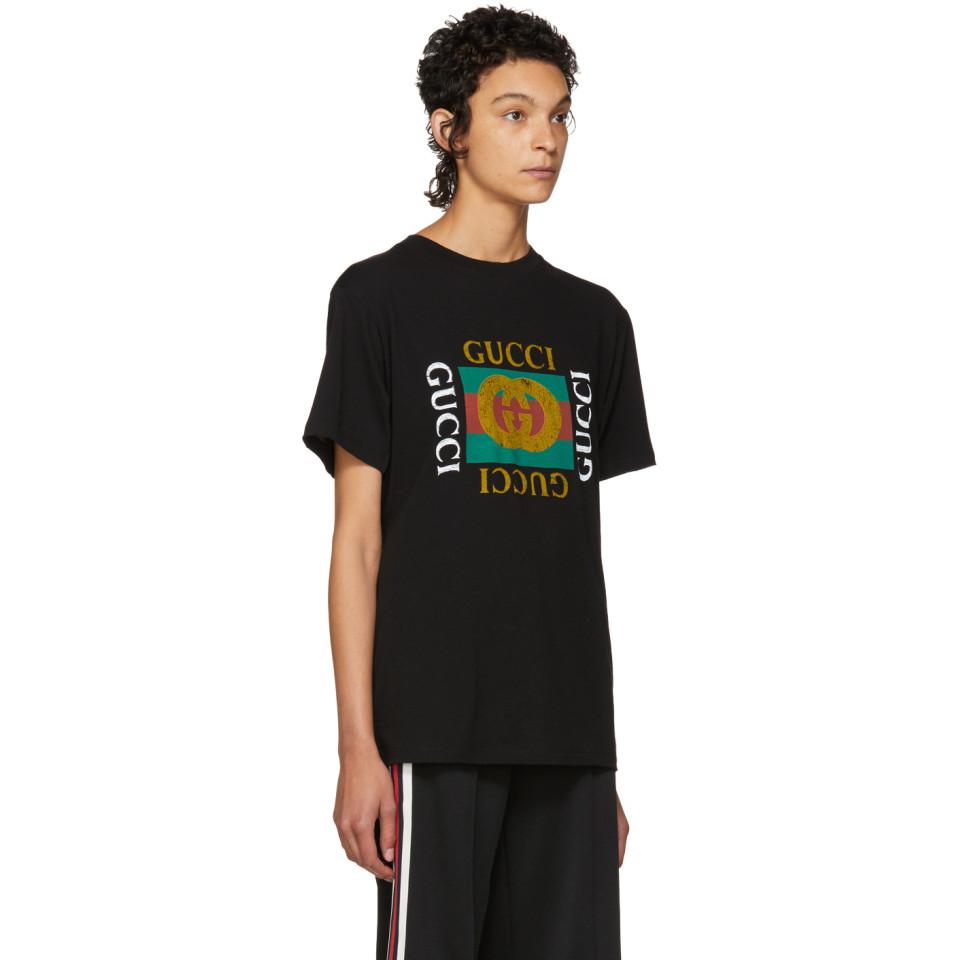 Gucci Cotton Black Tiger Logo T Shirt Lyst