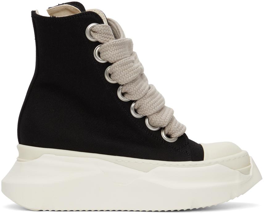 Rick Owens Black Jumbo Lace Abstract High Sneakers | Lyst