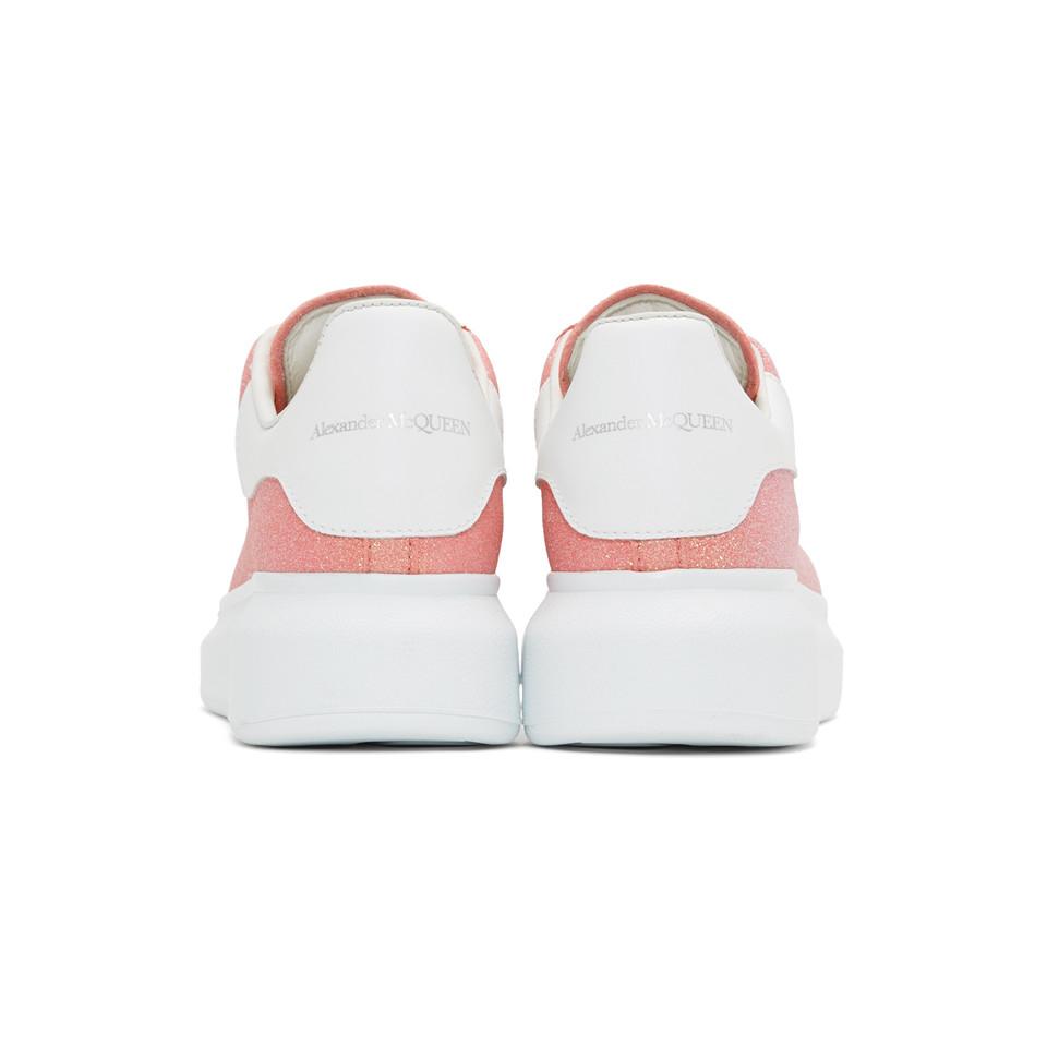 Alexander McQueen Leather Pink Sparkle Oversized Sneakers - Lyst