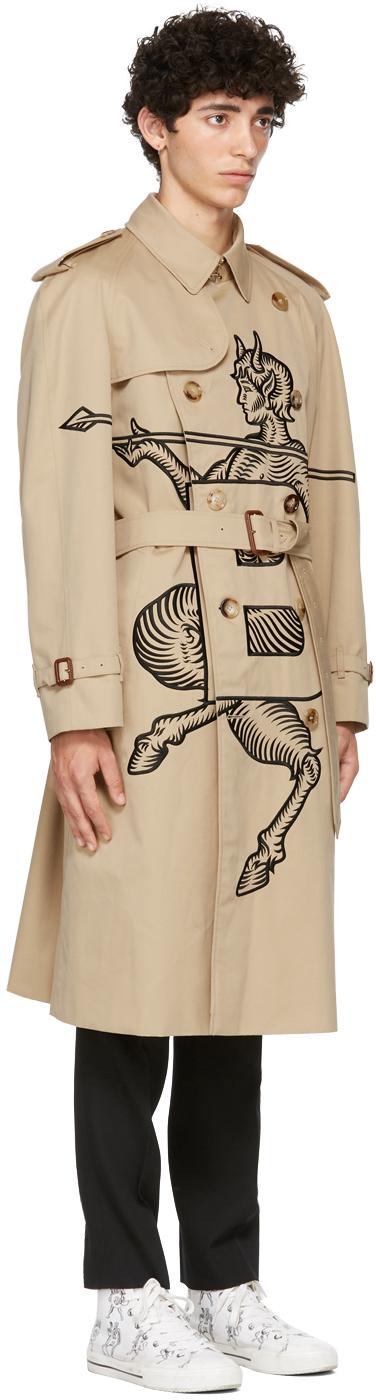 Burberry Cotton Ssense Exclusive Beige Mythical Alphabet Embroidered  Exploded Motif Trench Coat in Honey (Natural) for Men | Lyst