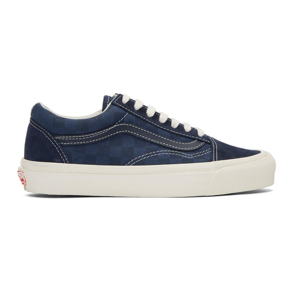 navy blue checkered old skool vans