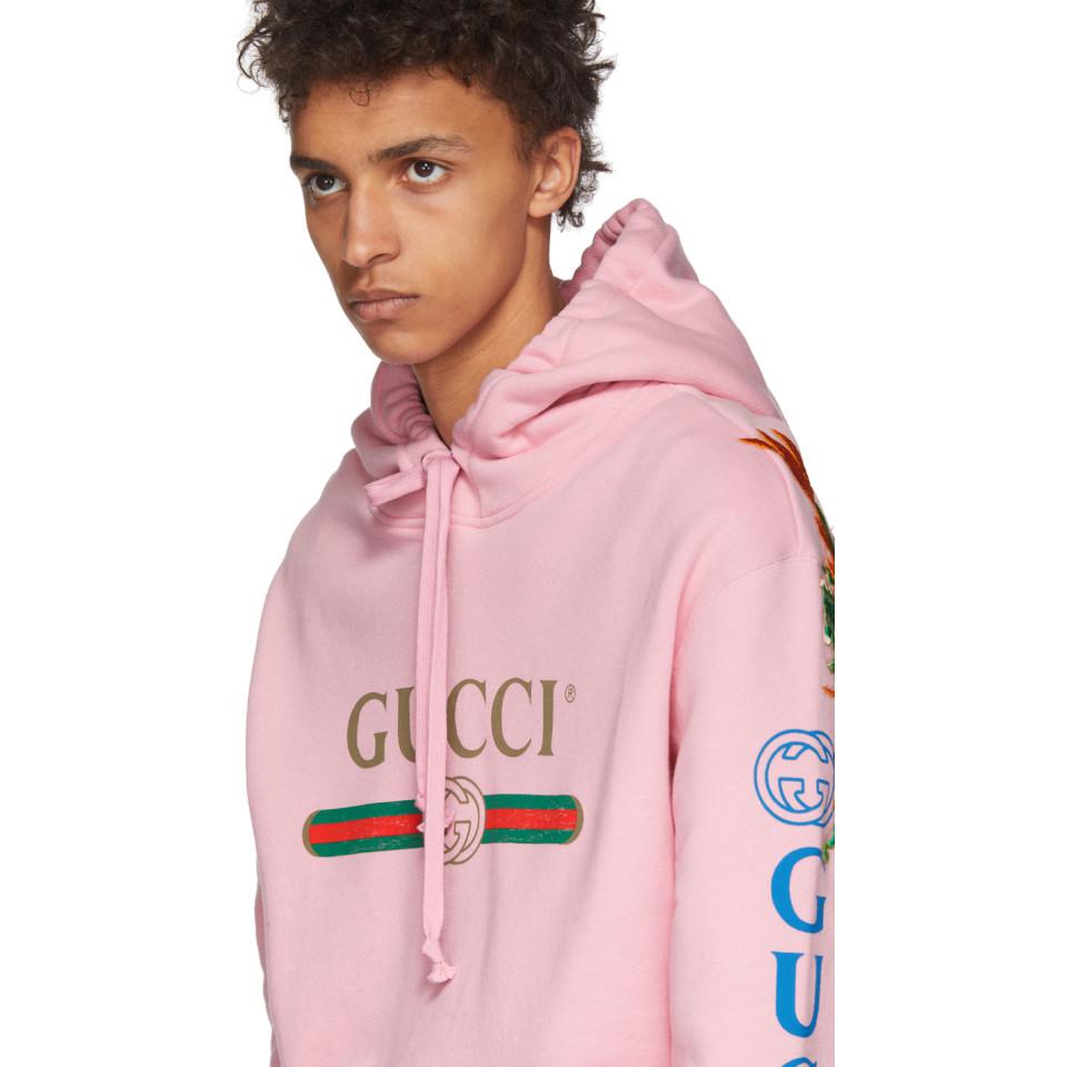 Gucci Pink Dragon Hoodie for Men | Lyst