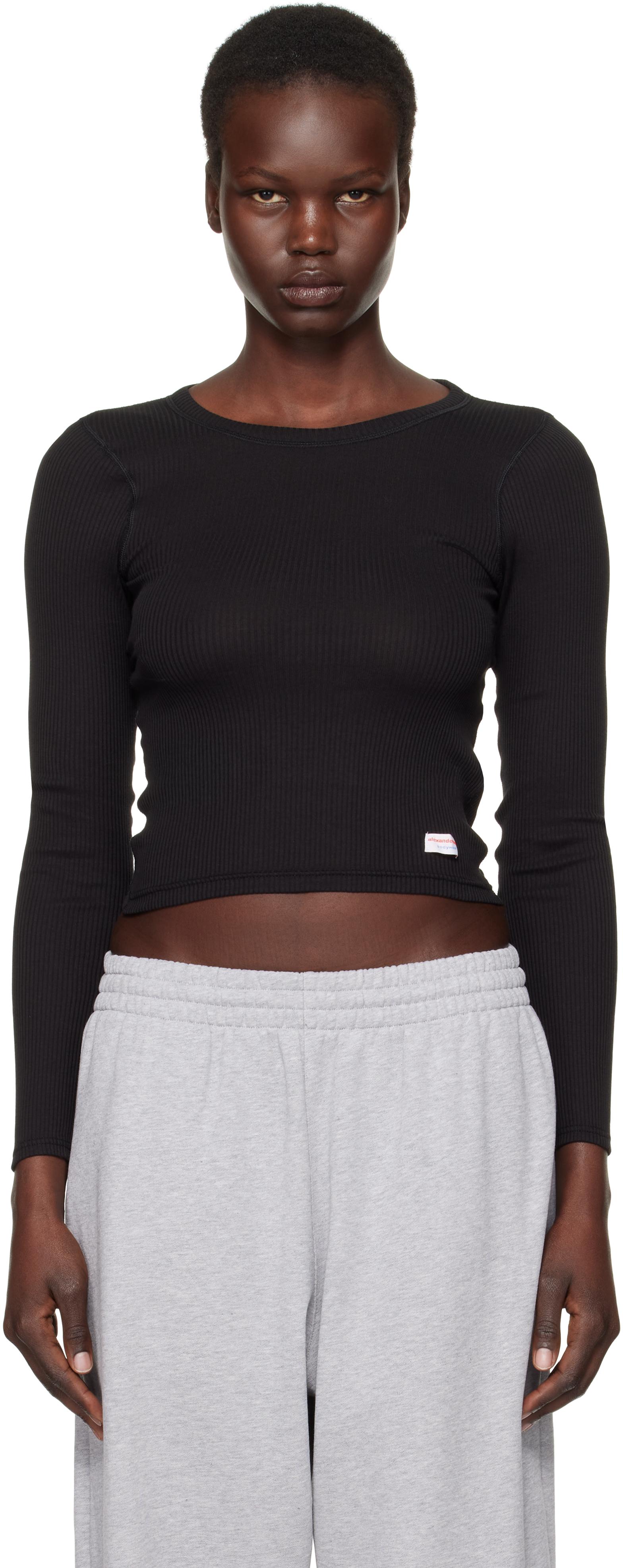 Alexander Wang レディース ブラック 長袖Tシャツ トップス