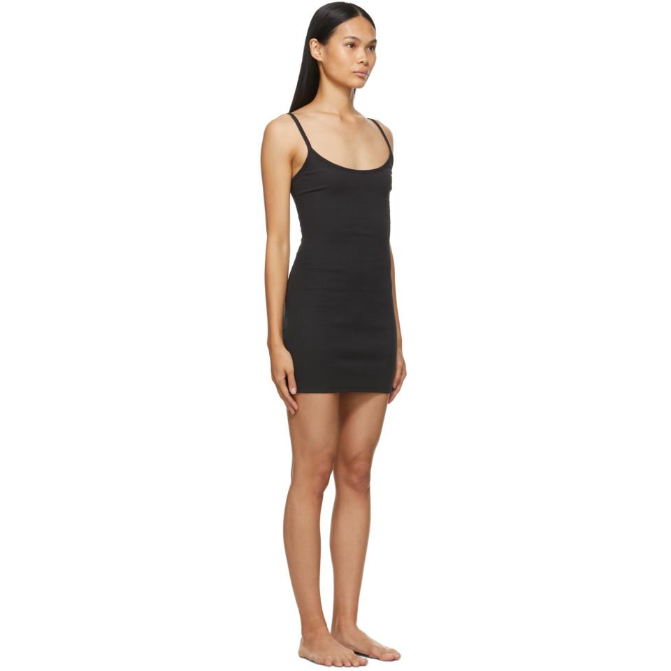 Skims Black Cotton Rib Slip Dress Lyst
