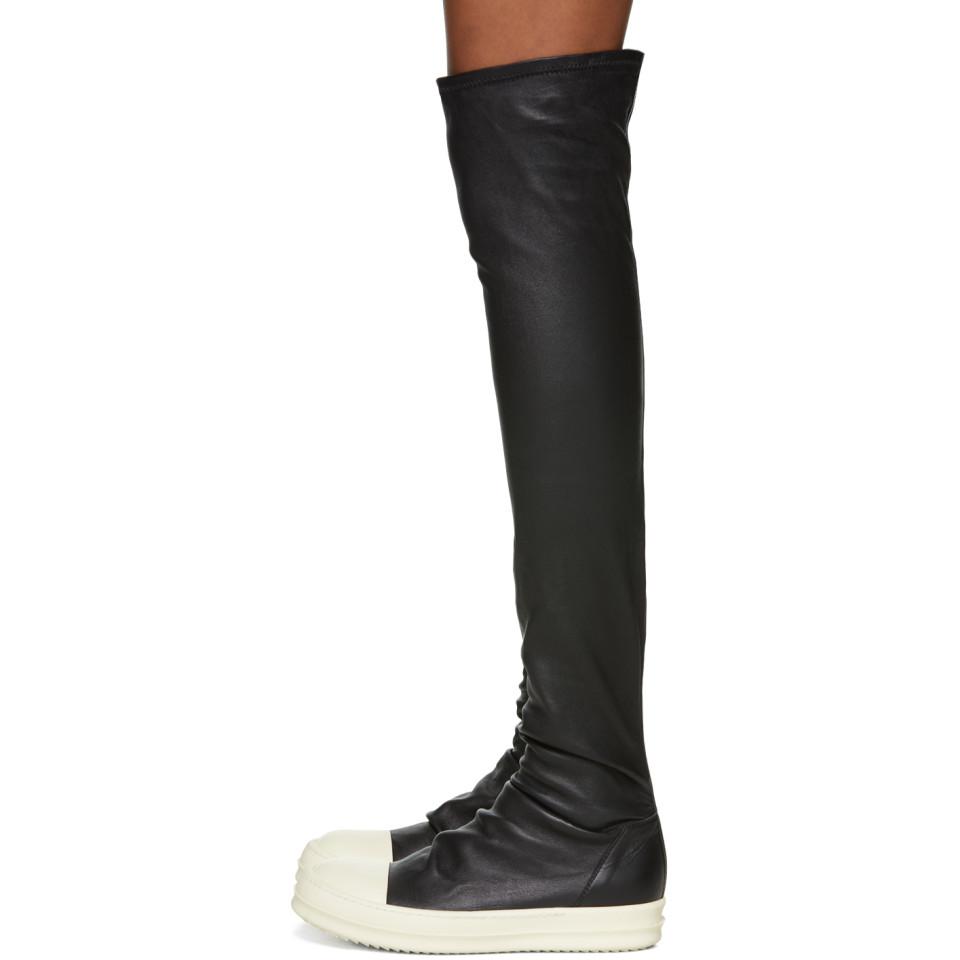 Black and white over the knee boots deals