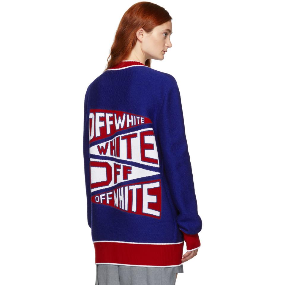 off white blue and red cardigan