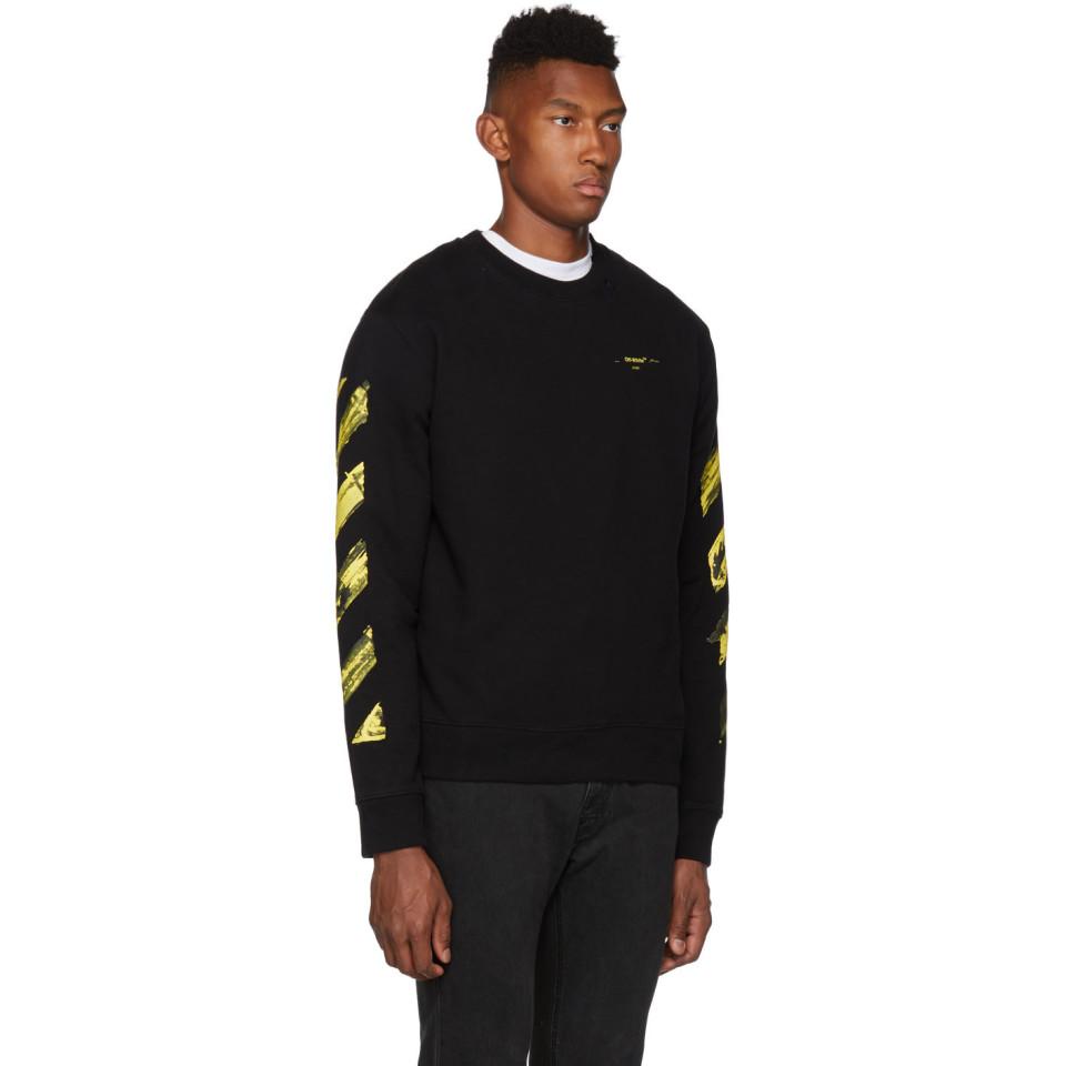 OFF-WHITE Color Block Logo Sweater Black/Yellow Men's - FW20 - US