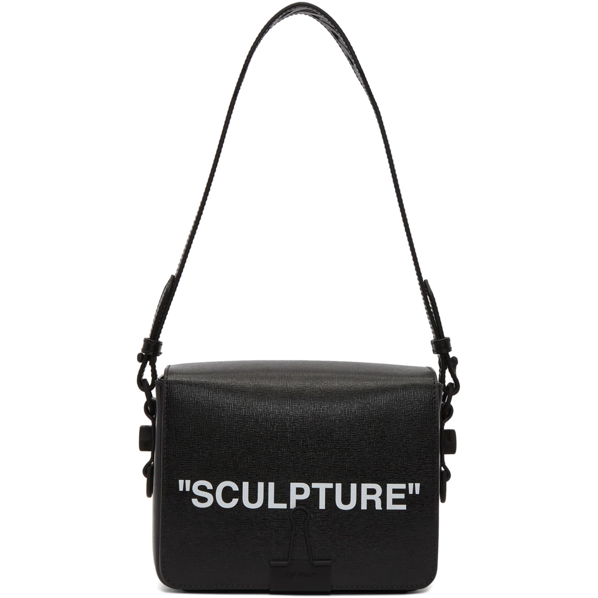 OFF-WHITE Binder Clip Bag Cotton Flower Sculpture Black in Leather