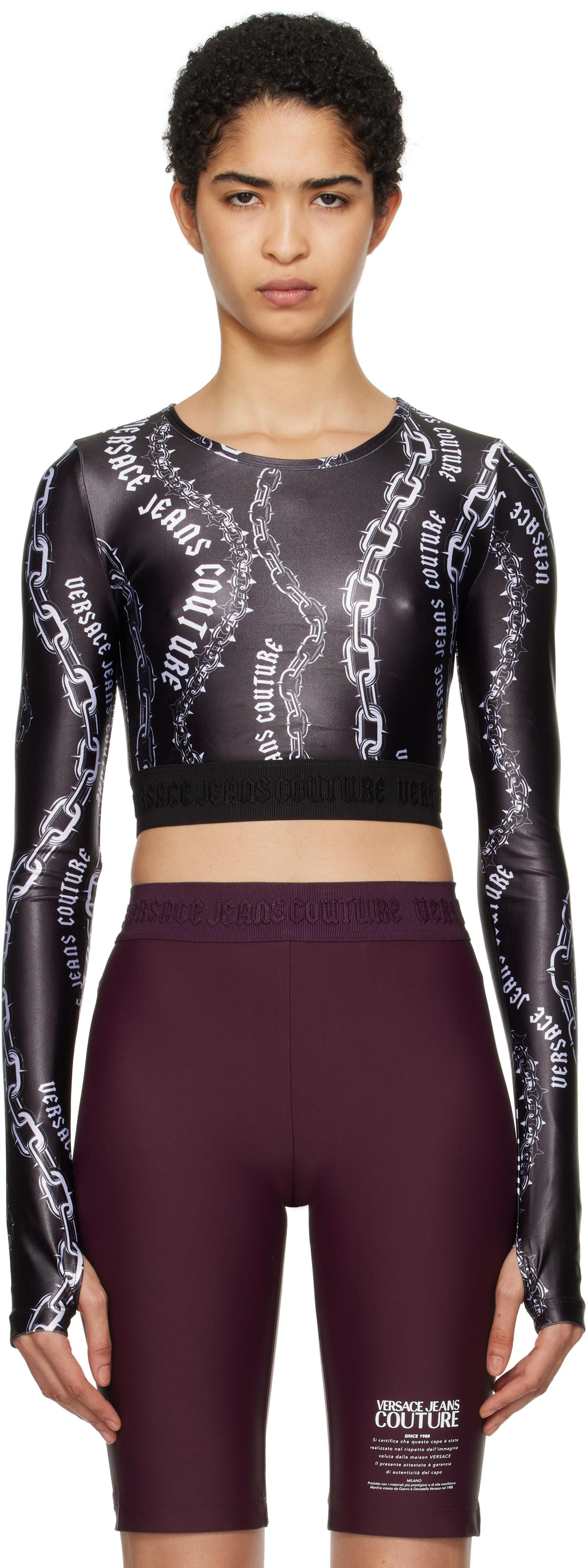 Versace Jeans Couture レディース ブラック Chain Couture クロップ T 