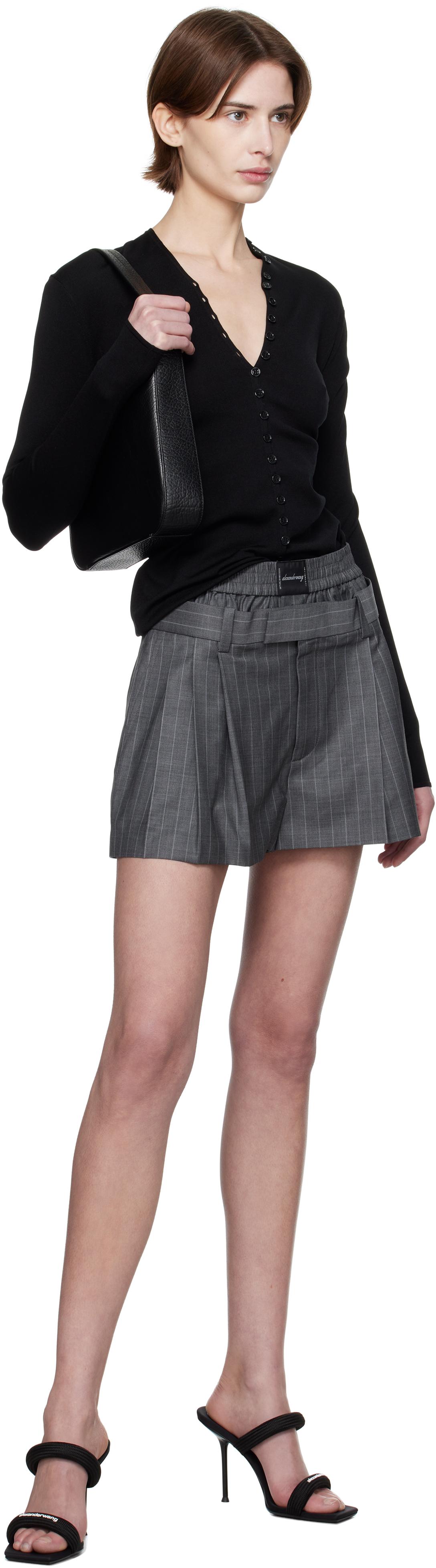 Alexander Wang ☆グレー Pre-Styled タック ショートパンツ Alexander Wangのグレー Pre-Styled タック ショートパンツが