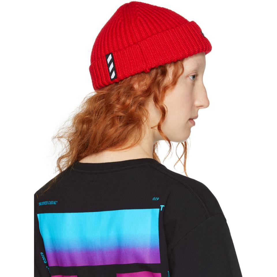 off white beanie red