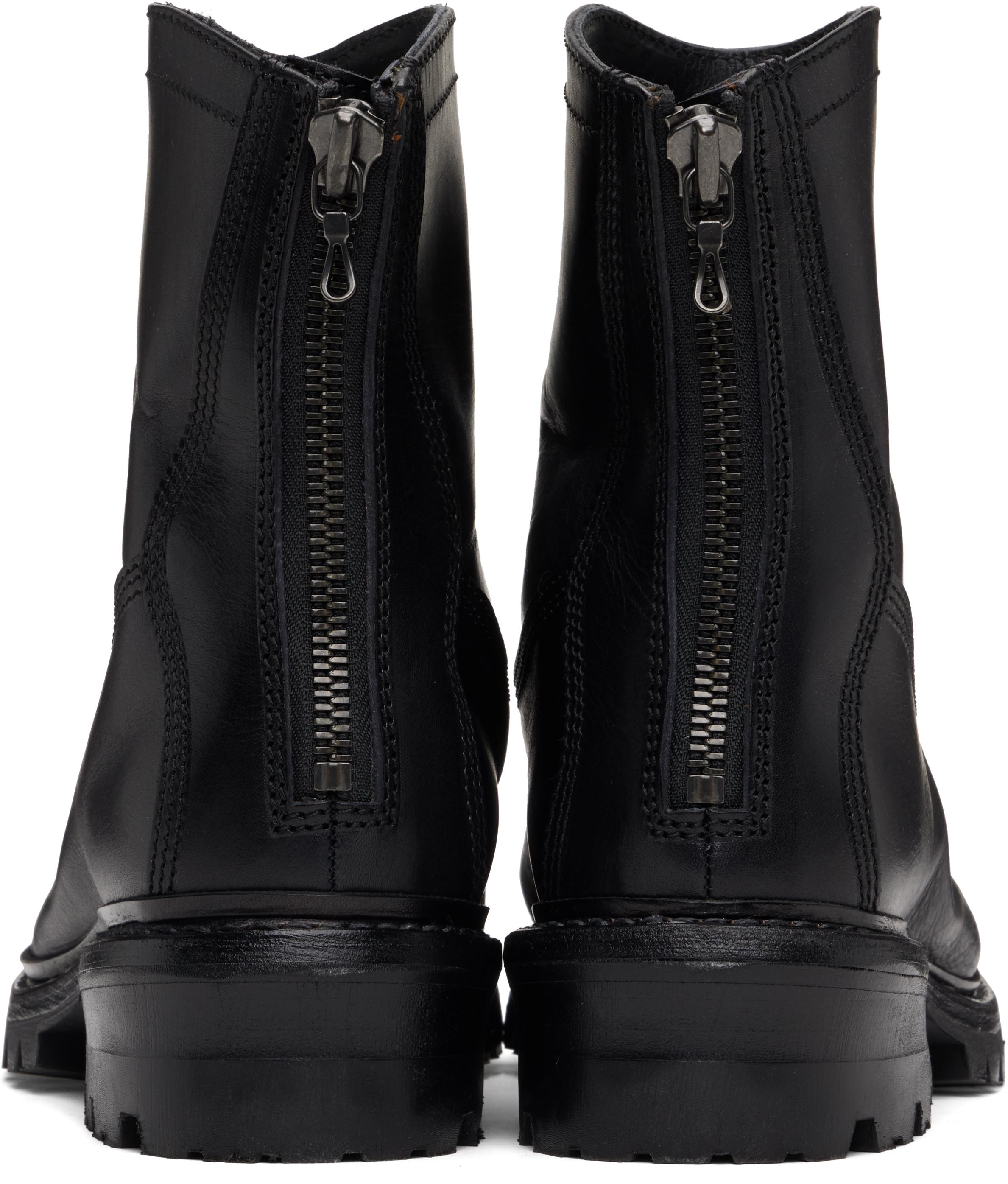 JULIUS Back Zip Boots black Long lace-up Julius Boots for Men