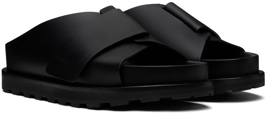 JIL SANDER ブラック クロスストラップサンダル