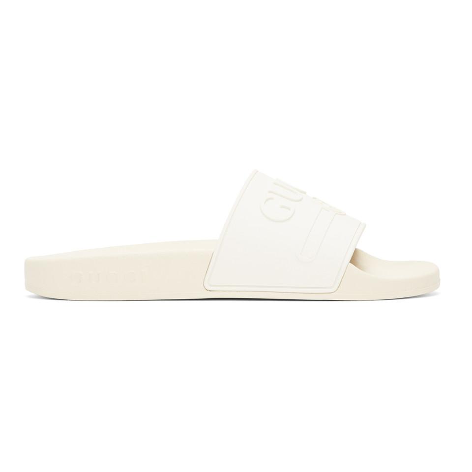 gucci women's pursuit logo pool slides