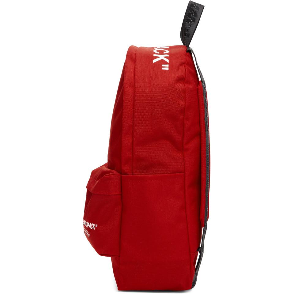 Off-White c/o Virgil Abloh Synthetic Red Quote Backpack for Men - Lyst