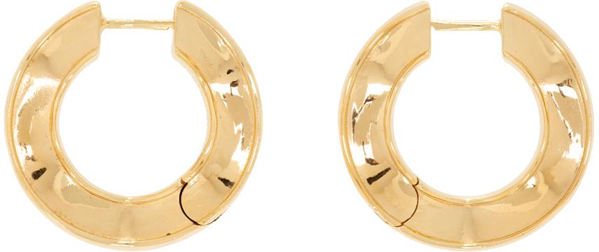 Bottega Veneta メンズ ブラック ゴールド フープピアス イヤリング 