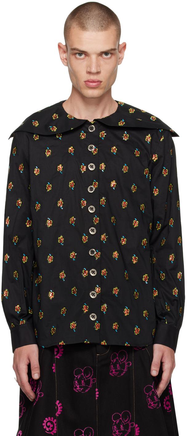 Chopova Lowena メンズ Ssense限定 ブラック Corinthian シャツ Chopova Lowena メンズ Ssense限定 ブラック Corinthian シャツ