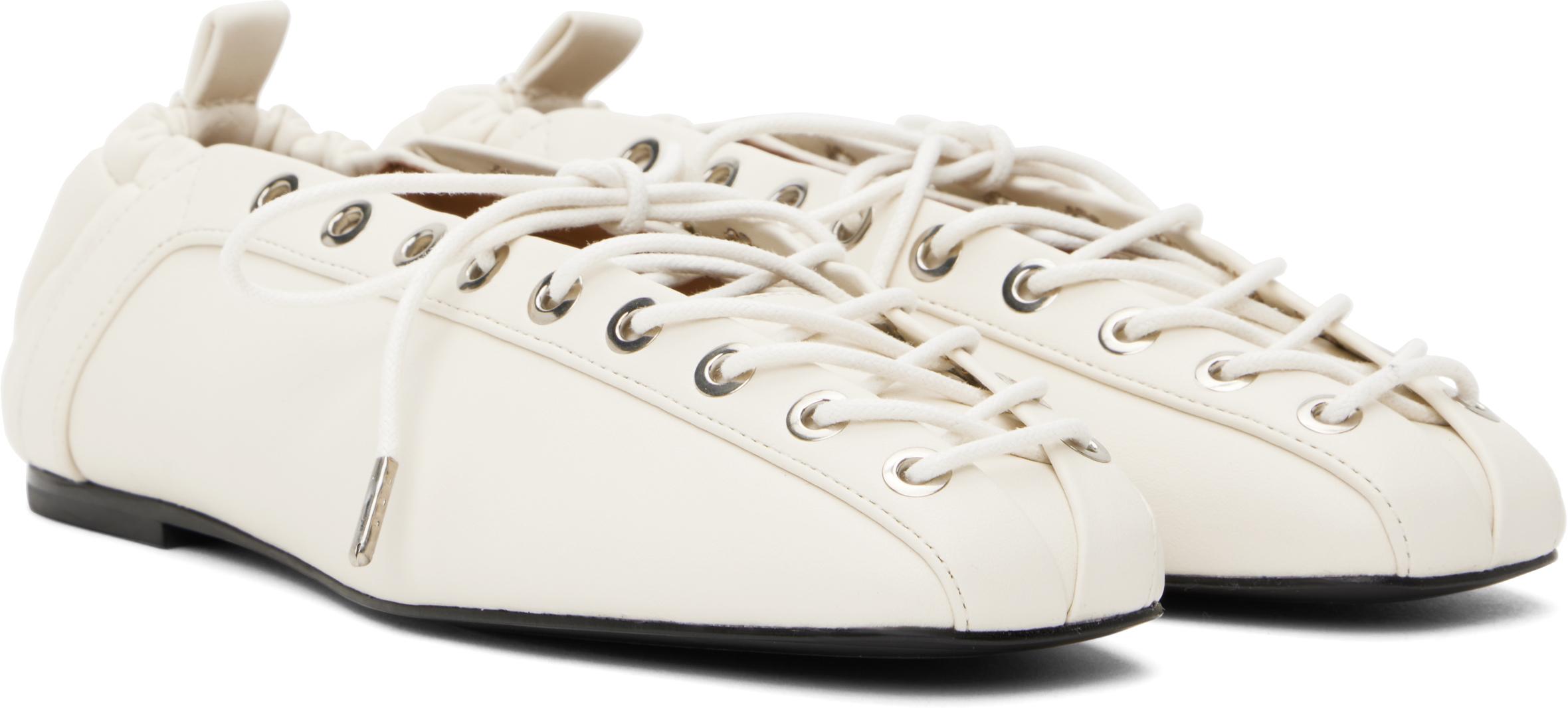 Ganni Lace-Up Ballet Flats in White | Lyst UK