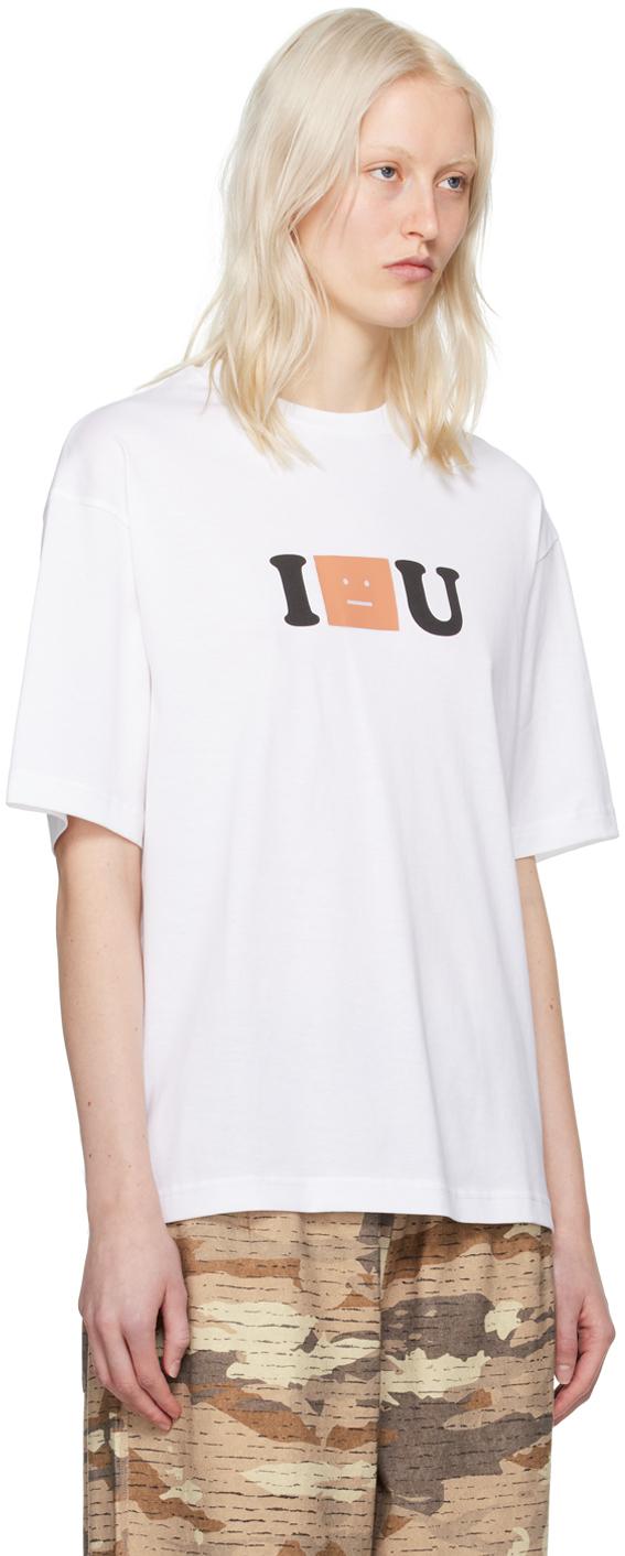 Acne Studios レディース ホワイト I Face U Tシャツ トップス